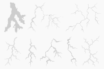 Obraz premium Collection of abstract lightning bolt shapes in grayscale tones