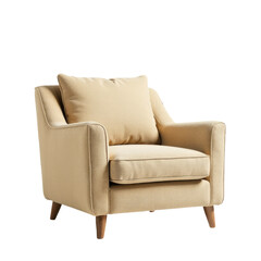 Fototapeta premium A beige chair with a pillow on top, suitable for indoor settings