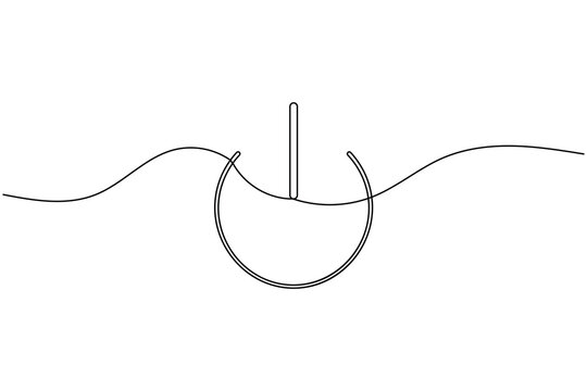 Power button icon continuous one line drawing on white background minimalist on off and start stop power switch control symbol outline vector illustration