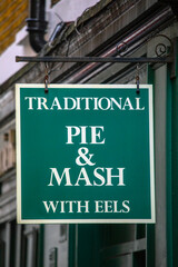 Traditional Pie and Mash with Eels Sign