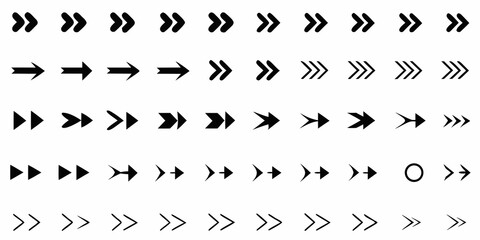 A series of black chevron arrows in varying orientations on a white background