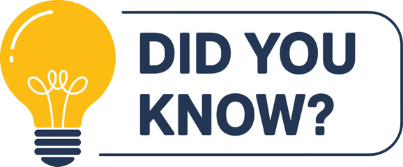 Did you know banner with light bulb icon, idea concept, education information vector illustration