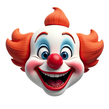 A close-up shot of a colorful clown mask on a white background, perfect for decorative or theme-related uses