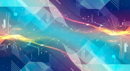 Dynamic abstract digital background with glowing lines and interconnected geometric patterns, representing modern data flow and technological advancements