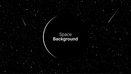 Dark background with stars and planet. Abstract cosmic design for banner. Futuristic outer space concept. Vector illustration with stardust. © Shells