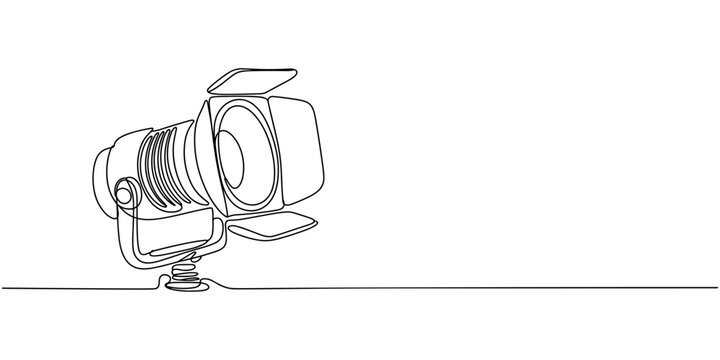 TV studio spot light continuous one line drawing, Spotlight Drawing, Spotlight, Light