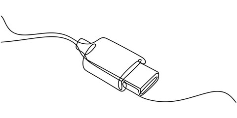 Obraz premium continuous line drawing of usb symbol. abstract line art illustration, Flash drive line continuous drawing vector. Usb flash Continuous one line drawing illustration. abstract line art illustration.