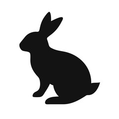 Obraz premium Black Silhouette Rabbit Icon Vector, Cute Bunny Symbol, Easter Spring Animal, Minimalist Outline, Wildlife Art, Graphic Design Element, Isolated on White Background