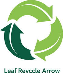 Obraz premium Green recycling symbol with arrows and leaf theme