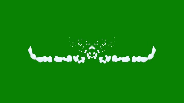 Liquid splash swoosh explosion on green screen background featuring comic line motion, fluid water waves, bubble particles and soft ball shapes, hand drawn texture with cartoon 2d animation in 4k