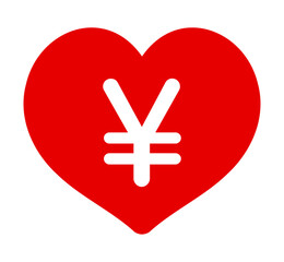Obraz premium ハートと日本円のシンボル