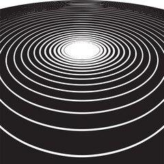 Obraz premium Monochrome concentric circles pattern creating an optical illusion of depth and perspective view point