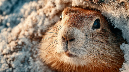 The groundhog came out of his hole. Groundhog Day.