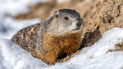 The groundhog came out of his hole. Groundhog Day.