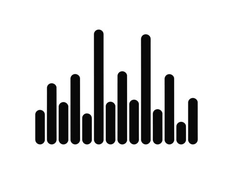 Abstract black sound wave equalizer bars, representing audio, music, or data visualization.