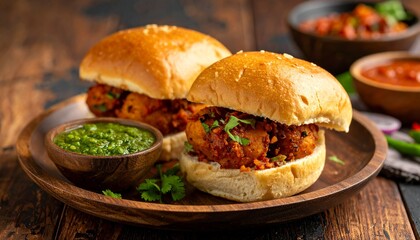 Maharashtrian Vada Pav. Traditional Indian Food