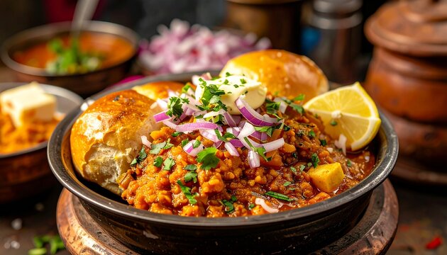 Mumbai Pav Bhaji. Traditional Indian Food
