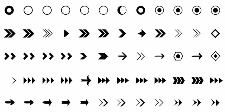 A sequence of black shapes demonstrating increasing fill and directional arrows