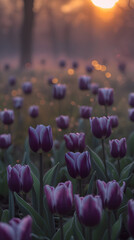 Serene twilight tulip garden