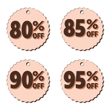 Minimal Sale Tag Set with 80 to 95 Percent Discount Labels