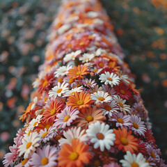 Vibrant flower pathway in autumn