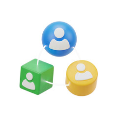 Obraz premium Engaging three-dimensional illustration showcasing a diverse group of linked user icons, symbolizing social connections, business networking, and professional collaboration in a digital age