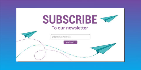 Newsletter Subscription Banner with Paper Airplane Delivery Metaphor Email Signup and Lead Generation Web Vector © Muhammad