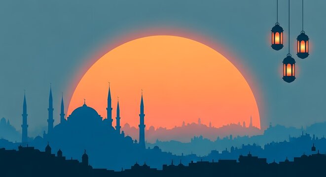 Ramadan sunset a moment of reflection and spiritual renewal during the holy month of fasting and prayer