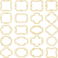 Fototapeta premium Luxurious Gold Frame Vector Set: 16 Elegant Vintage Borders with Thin Lines and Ornate Swirls for Wedding Invitations, Certificates, and Decorative Design Elements.