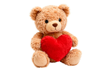 Obraz premium teddy bear with red heart isolated