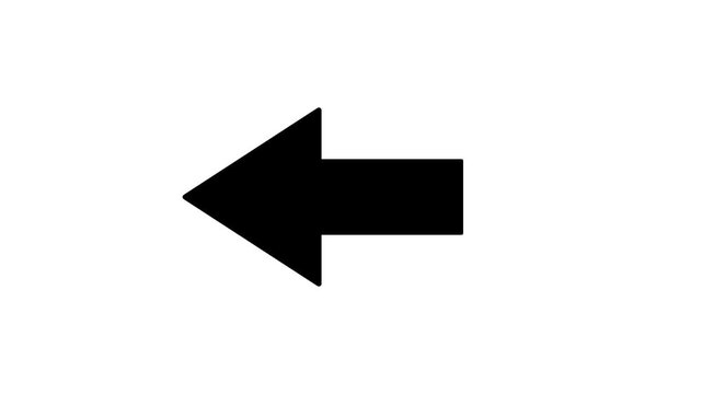 black arrow pointing left on Transparent background with alpha channel, Animated arrow pointing left on black background