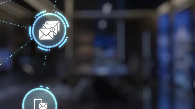 Email icons show digital communication, email service, and inbox management. Email supports online messaging, email notification, and secure exchange. Gist