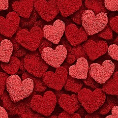 Obraz premium A collection of red heart shapes arranged closely together, creating a beautiful pattern