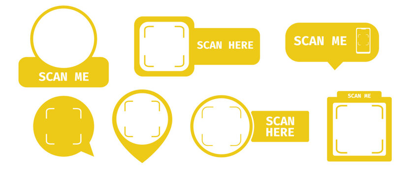 Qr scan code frame, template. QR code with inscription scan me with smartphone. Scan me icon. Scan qr code icon for payment, mobile app