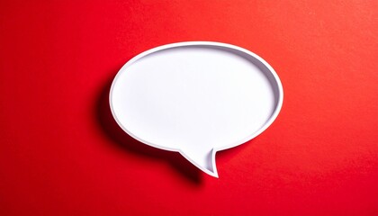 Empty White Speech Bubble Mockup on a Vibrant Solid Red Background