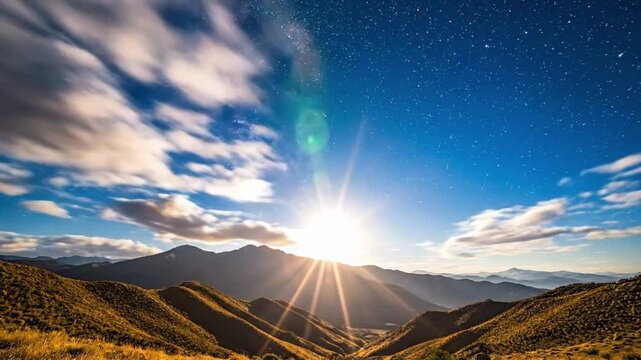Night sky over mountains shows bright stars and Milky Way in clear weather at high elevation