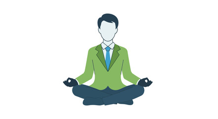 Businessman Meditating in Lotus Position