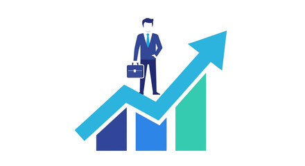 Businessman standing on rising graph