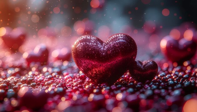 Corazones rojos y rosas flotan suavemente hacia arriba rodeados de destellos dorados en un fondo luminoso. Animaci&oacute;n rom&aacute;ntica perfecta para celebrar San Valent&iacute;n, bodas y momentos de amor m&aacute;gico.