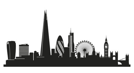 Naklejka premium A striking black silhouette of the london skyline with iconic landmarks