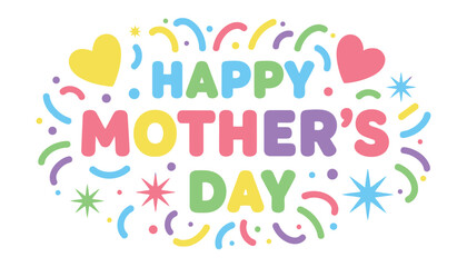 Fototapeta premium Vibrant mother's day greeting with colorful confetti and hearts