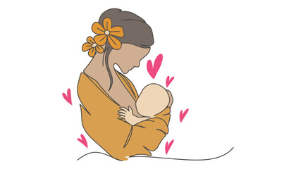 A mother's love a woman breastfeeding her child with devotion and care