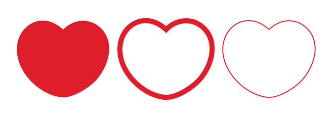 Heart Shape Variations Vector &ndash; Filled and Outline Love Icons