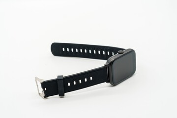 Black smartwatch on white background