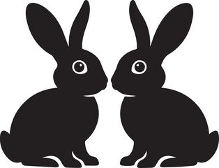 Fototapeta premium Two rabbits facing each other in a calm environment illustration