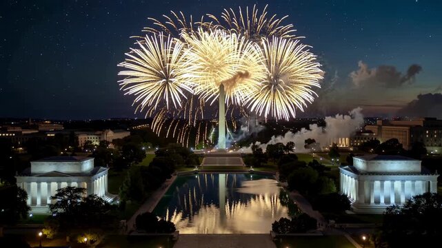 Fireworks Display Above Washington D.C. for America 250 Celebration on July 4