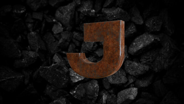 Rusty Metal Font Letter J