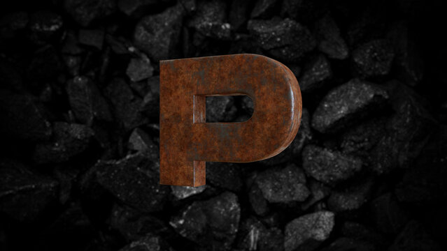 Rusty Metal Font Letter P