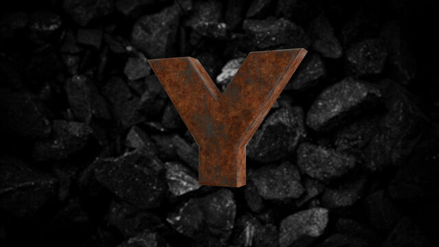 Rusty Metal Font Letter Y