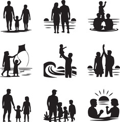 
Tropical Beach Family Vacation Silhouettes